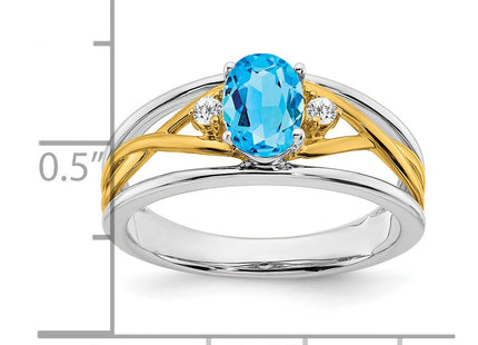 14k Two-tone Blue Topaz and Diamond Ring (Style RM5959-BT-006-WYA)