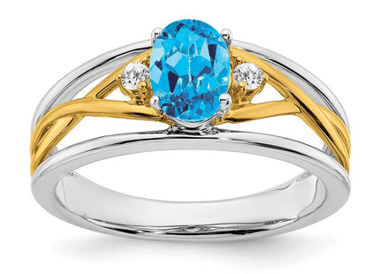 14k Two-tone Blue Topaz and Diamond Ring (Style RM5959-BT-006-WYA)