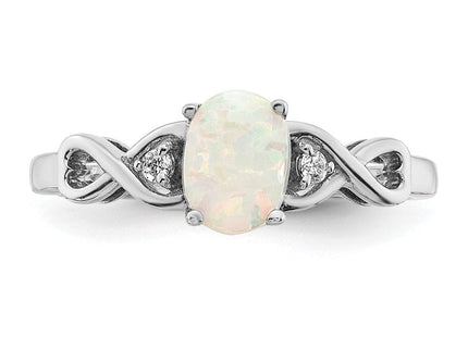 14k White Gold Created Opal and Diamond Ring (Style RM5972-OP-004-WA)