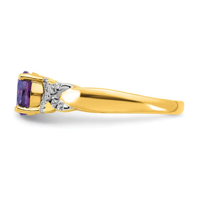 14K Two-tone Amethyst and Diamond Ring