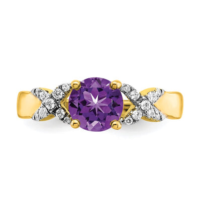 14K Two-tone Amethyst and Diamond Ring