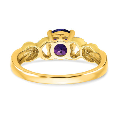 14K Two-tone Amethyst and Diamond Ring