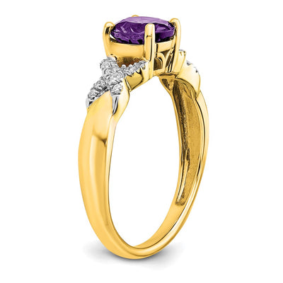14K Two-tone Amethyst and Diamond Ring