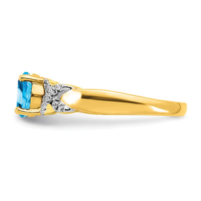 14K Two-tone Blue Topaz and Diamond Ring
