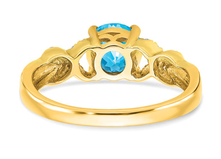 14k Two-tone Blue Topaz and Diamond Ring
