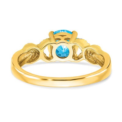 14K Two-tone Blue Topaz and Diamond Ring