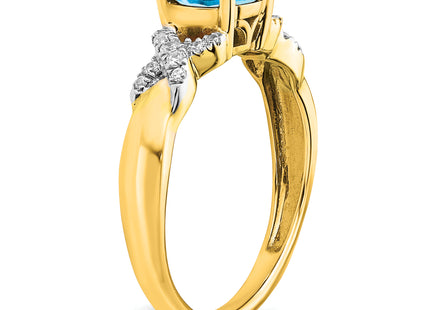 14k Two-tone Blue Topaz and Diamond Ring