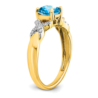 14K Two-tone Blue Topaz and Diamond Ring
