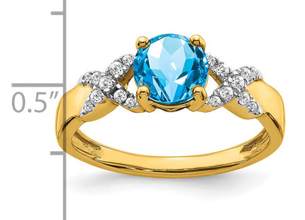 14k Two-tone Blue Topaz and Diamond Ring