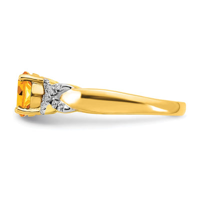 14K Two-tone Citrine and Diamond Ring