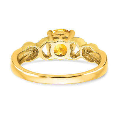14K Two-tone Citrine and Diamond Ring