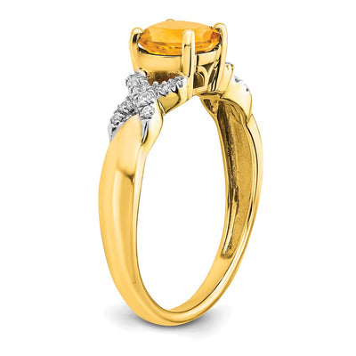 14K Two-tone Citrine and Diamond Ring