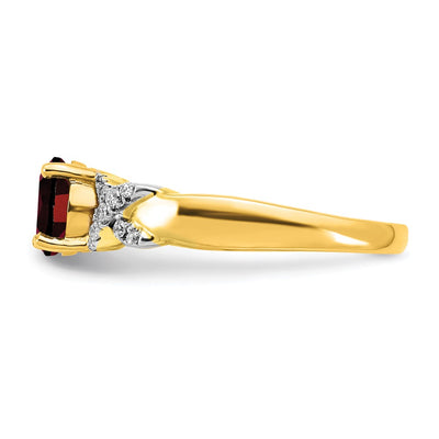 14K Two-tone Garnet and Diamond Ring