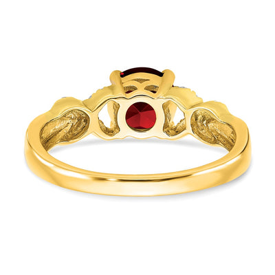 14K Two-tone Garnet and Diamond Ring