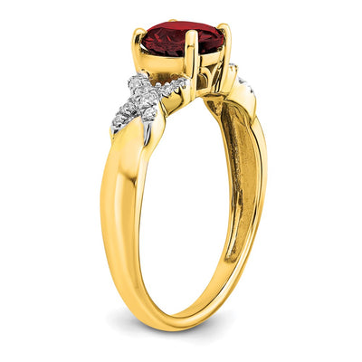 14K Two-tone Garnet and Diamond Ring