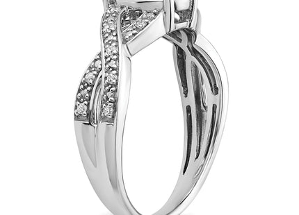 14k White Gold Created Opal and Diamond Ring