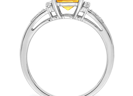 14k White Gold Cushion Citrine and Diamond Ring (Style RM6031-CI-009-WA)