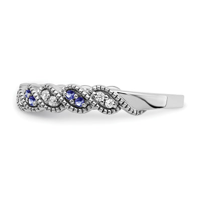 14K White Gold Tanzanite and Diamond Twist Band