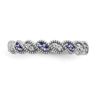14K White Gold Tanzanite and Diamond Twist Band