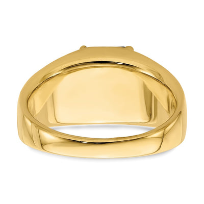 14K Emerald-cut Created Ruby and Diamond Polished Mens Ring