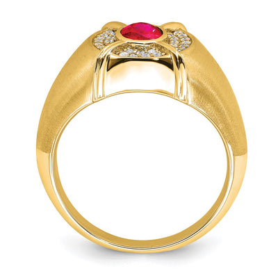 14K Ruby and Diamond Mens Ring