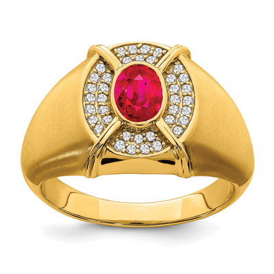 14K Ruby and Diamond Mens Ring