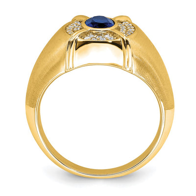 14K Sapphire and Diamond Mens Ring