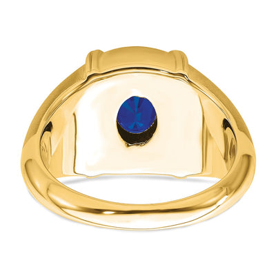 14K Sapphire and Diamond Mens Ring