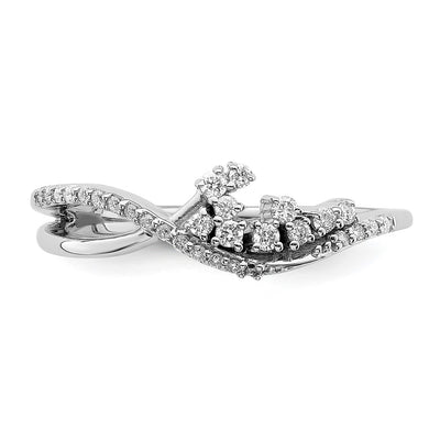 14K White Gold Polished Fancy Florina Wave Diamond Ring