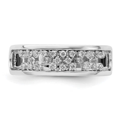 14K White Gold Polished Fancy Diamond Band
