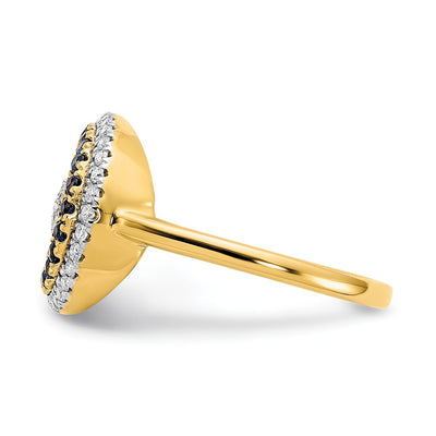14K Polished Sapphire and Diamond Moon w/Star Ring