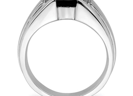 14k White Gold Onyx and Diamond Mens Ring (Style RM6940-OX-006-WA)