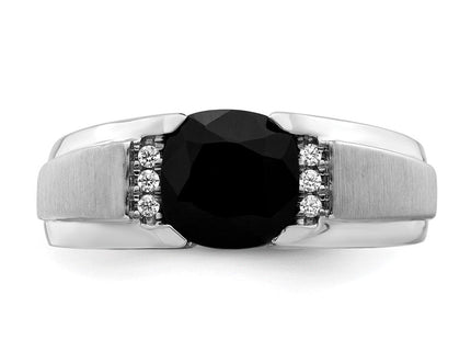 14k White Gold Onyx and Diamond Mens Ring (Style RM6940-OX-006-WA)
