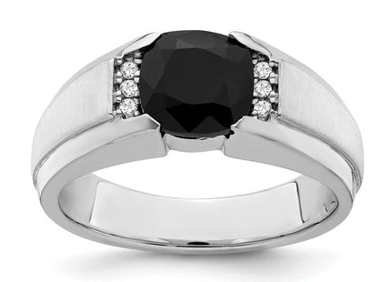 14k White Gold Onyx and Diamond Mens Ring (Style RM6940-OX-006-WA)
