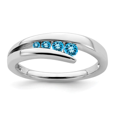 14K white gold blue topaz ring
