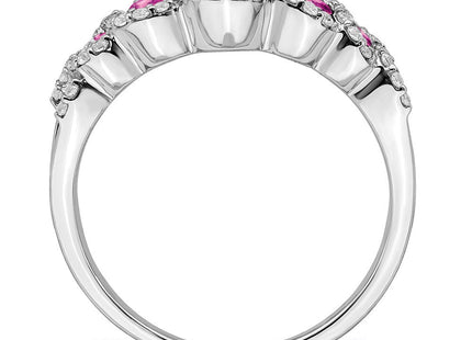 14k White Gold Created Pink Sapphire and Diamond Ring (Style RM7115-CPS-025-WA)