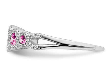 14k White Gold Created Pink Sapphire and Diamond Ring (Style RM7115-CPS-025-WA)