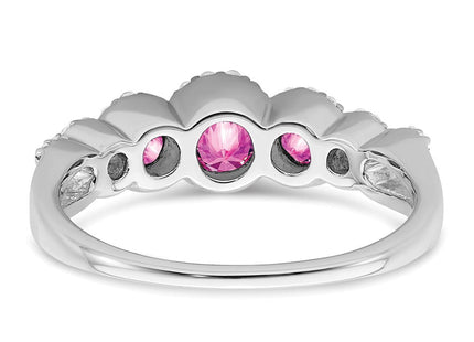 14k White Gold Created Pink Sapphire and Diamond Ring (Style RM7115-CPS-025-WA)