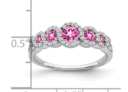 14k White Gold Created Pink Sapphire and Diamond Ring (Style RM7115-CPS-025-WA)