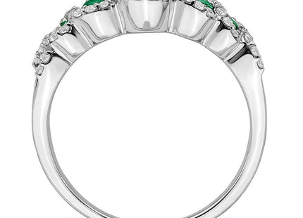 14k White Gold Created Emerald and Diamond Ring (Style RM7115-EM-025-WA)