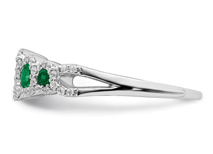 14k White Gold Created Emerald and Diamond Ring (Style RM7115-EM-025-WA)