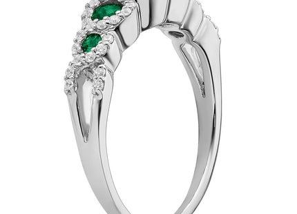 14k White Gold Created Emerald and Diamond Ring (Style RM7115-EM-025-WA)
