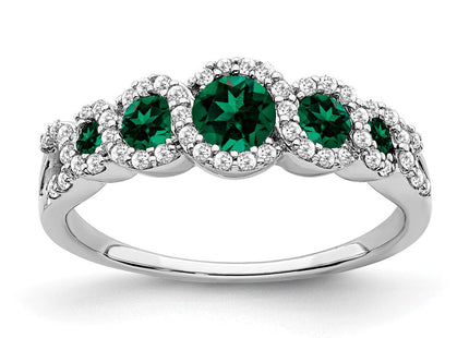 14k White Gold Created Emerald and Diamond Ring (Style RM7115-EM-025-WA)