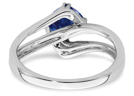 14k White Gold Created Sapphire and Diamond Ring