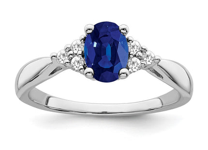 14k White Gold Created Sapphire and Diamond Ring (Style RM7118-SA-012-WA)