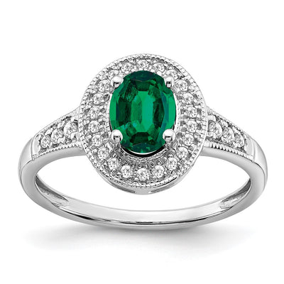 14K white gold diamond oval ring