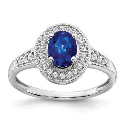 14K white gold diamond oval ring