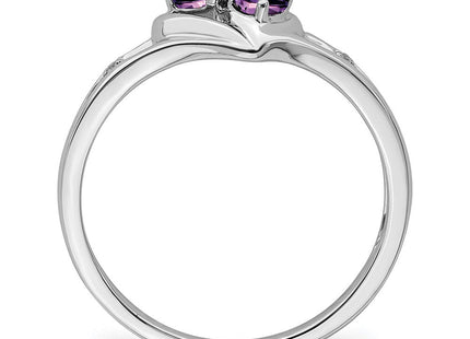 14k White Gold Amethyst and Diamond 2-stone Heart Ring (Style RM7149-AM-001-WA)