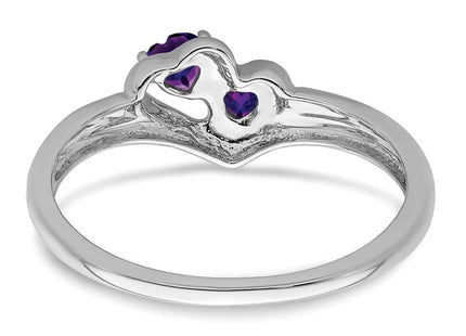 14k White Gold Amethyst and Diamond 2-stone Heart Ring (Style RM7149-AM-001-WA)