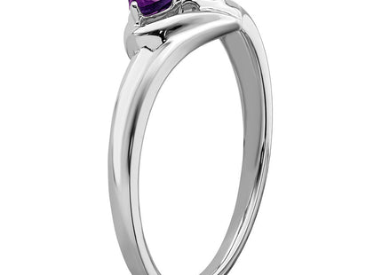 14k White Gold Amethyst and Diamond 2-stone Heart Ring (Style RM7149-AM-001-WA)